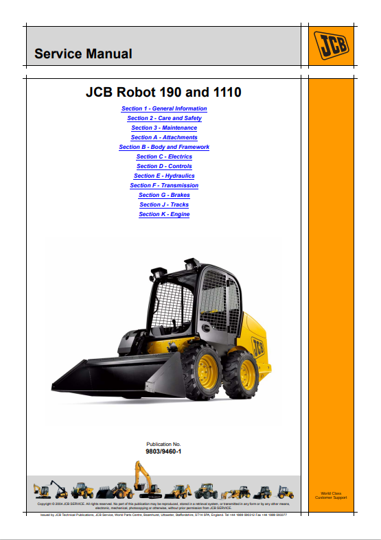 JCB Robot 190 and 1110 Service Manual 9803/9460-1 PDF