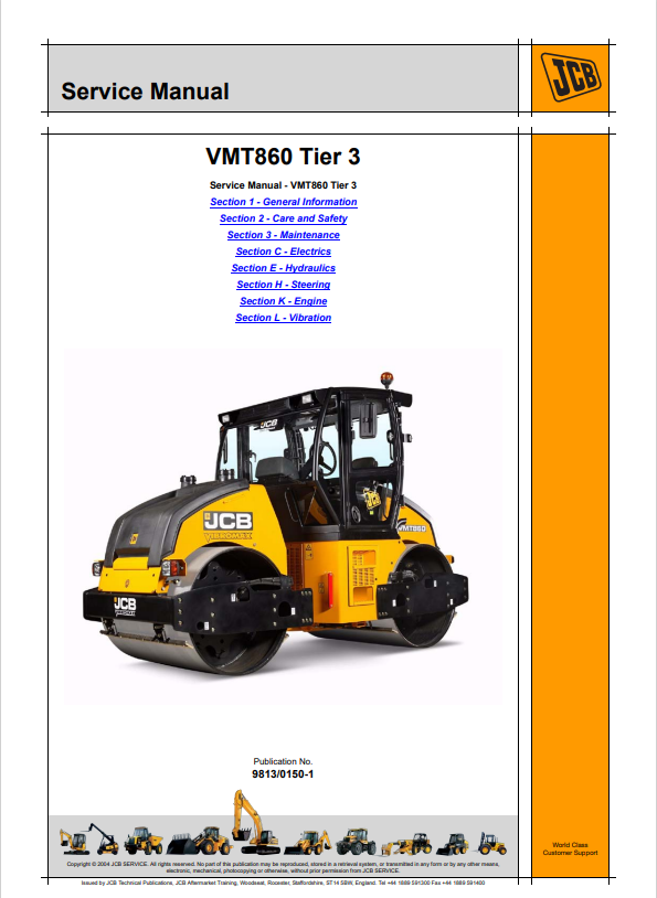 JCB VMT860 Tier 3 Service Manual 9813/0150-1 PDF