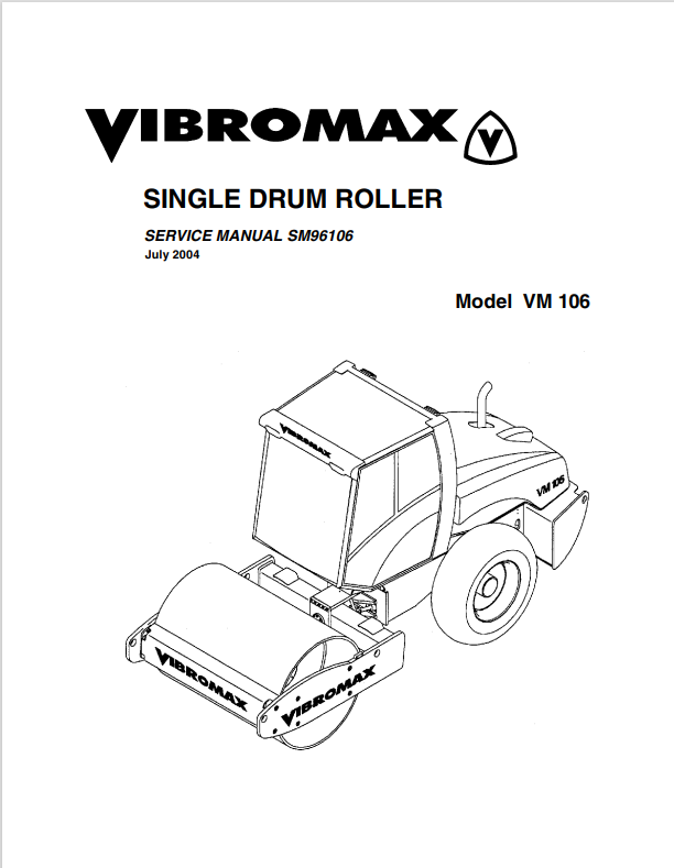 JCB VM 106 Vibromax Single Drum Roller Service Manual SM96106 PDF