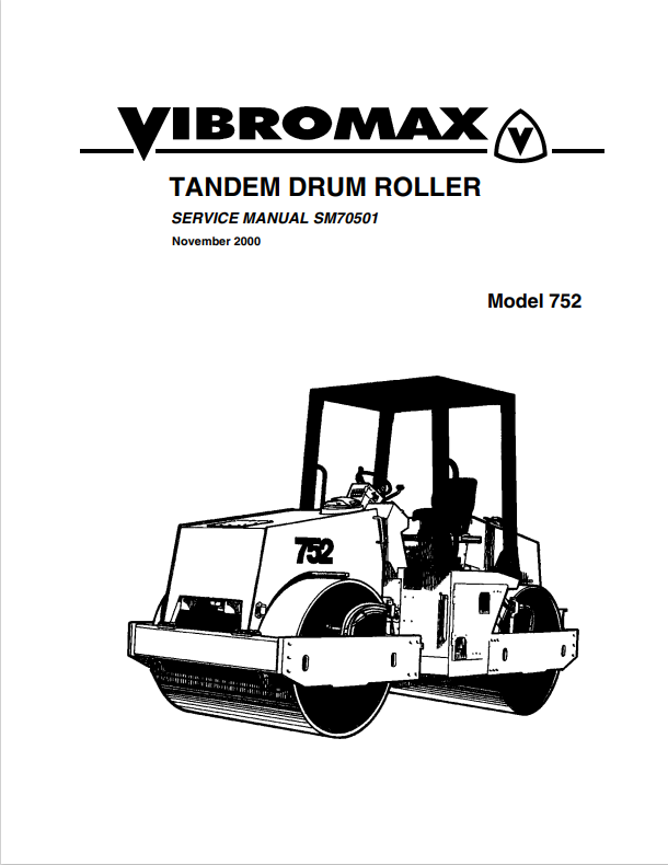 JCB Vibromax 752 Tandem Drum Roller Service Manual SM70501 PDF