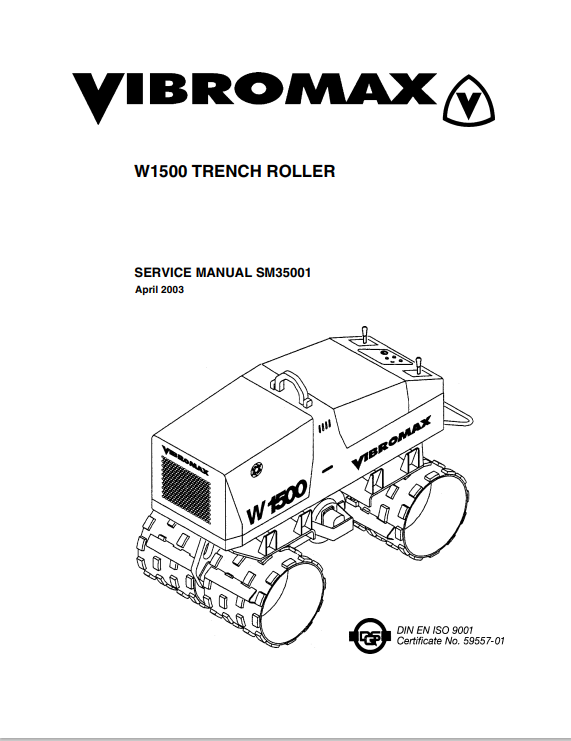 JCB Vibromax W1500 Trench Roller Service Manual SM35001 PDF