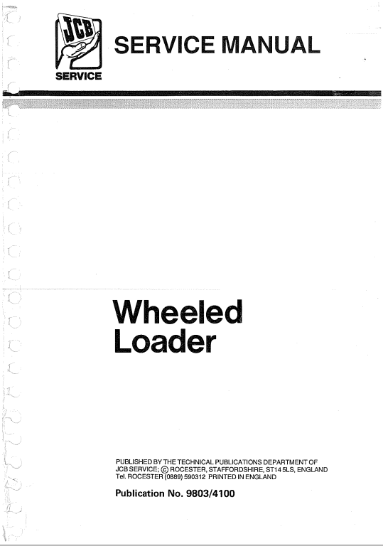 JCB Wheeled Loader 410, 412, 415, 420, 425, 430 Service Manual 9803/4100 PDF