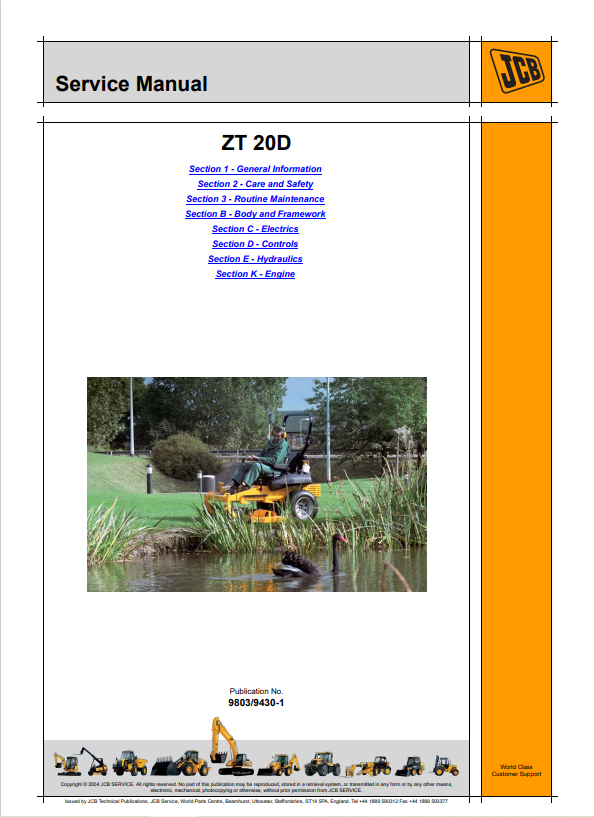 JCB ZT 20D Service Manual 9803/9430-1 PDF