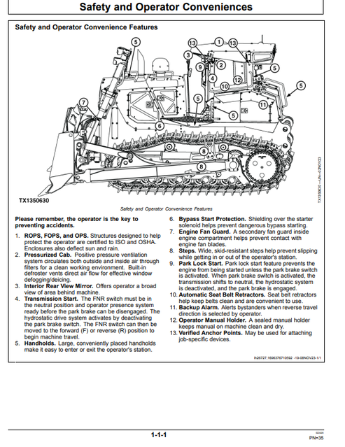 John Deere 1050 P Crawler Dozer Technical Operator Manual