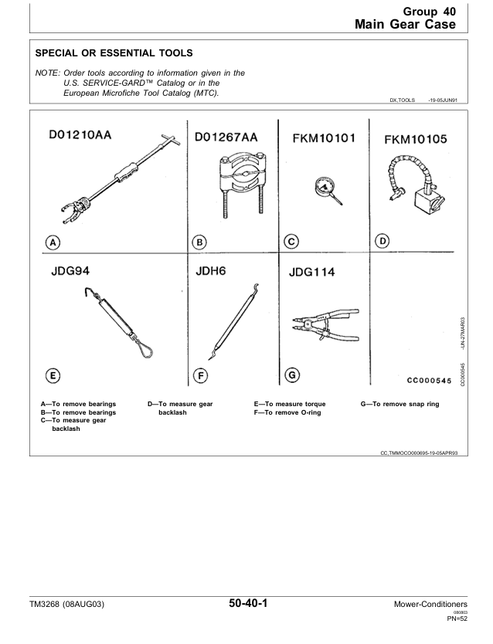 John Deere 1350-1470 Mower-Conditioner Service & Repair Manual TM3268