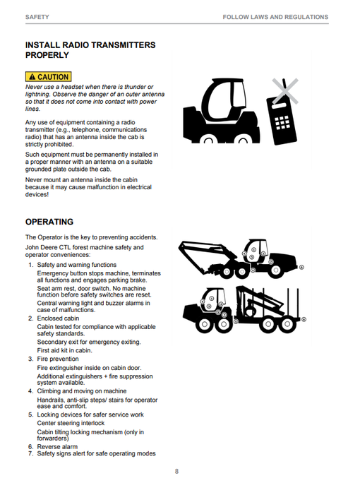 John Deere 1470G CTL Harvester Operator Instruction Manual PDF