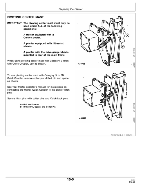 John Deere 1700/1730 MaxEmerge Plus Agricultural Planter Manual OMA62499