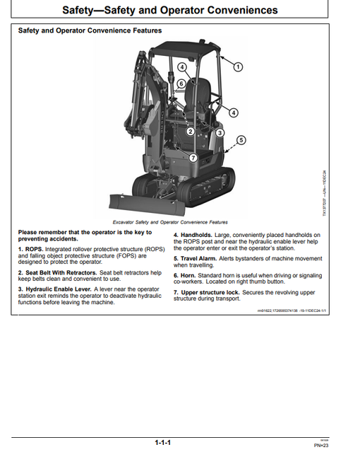 John Deere 17 P Excavator Operating Manual OMT506563X019