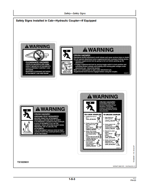 John Deere 180CW 210CW Wheeled Excavator Operation & Maintenance Manual