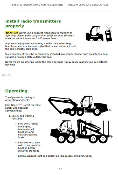 John Deere 2010H & 2510H Forestry Forwarder Instruction Manual