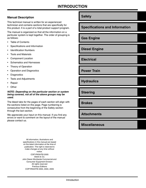 John Deere 2500 Series Professional Green Mower Manual TM1757