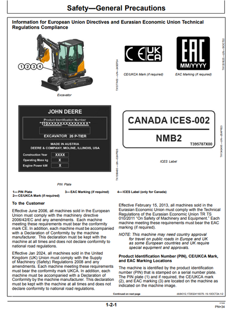 John Deere 26 P Excavator Operating Instructions Manual PDF