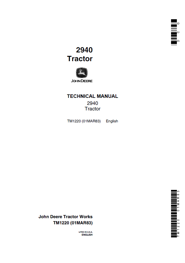 John Deere 2940 Tractor Technical Manual TM1220 PDF