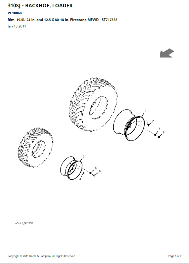 John Deere 310SJ Backhoe Loader Parts Catalog Manual PC10068 PDF
