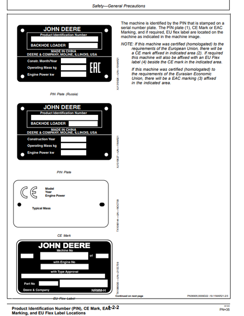 John Deere 315SL Backhoe Loader Technical Operator Manual
