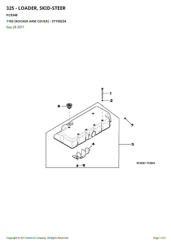 John Deere 325 Skid-Steer Parts Catalog Manual PC9348 PDF