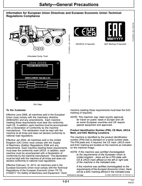 John Deere 410P 460P ADT Operator & Maintenance Manual