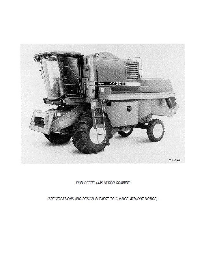 John Deere 4435 and 4435 Hydro Combines Technical Manual TM4464 PDF