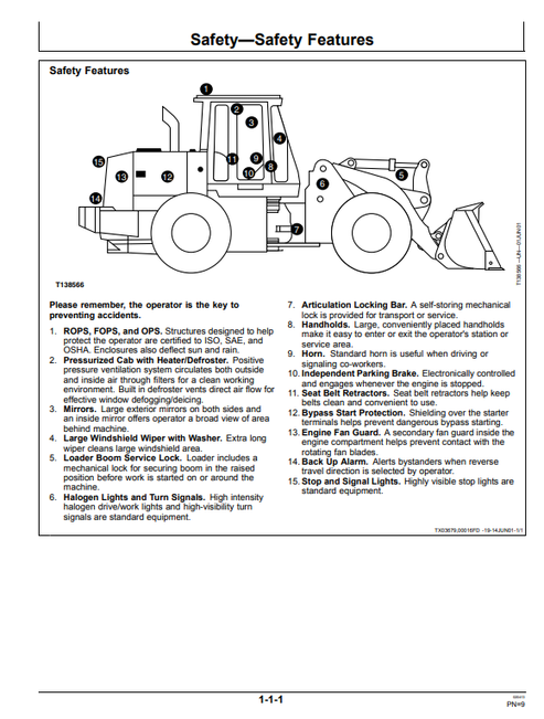 John Deere 444H Loader TC44H Tool Carrier Operating Manual PDF