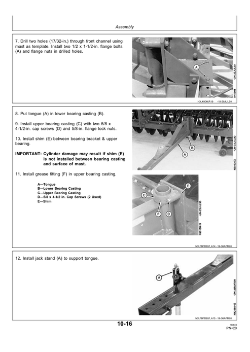 John Deere Two Drill Hydraulic Folding Hitch 450 Series Pre Delivery Instruction Manual PDIN200651