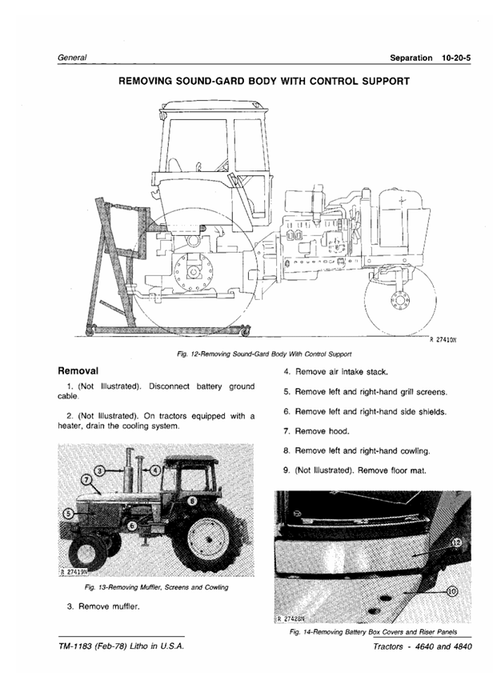 John Deere 4640 4840 Tractor Maintenance & Technical Manual
