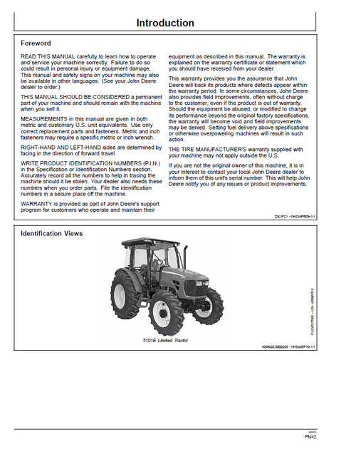 John Deere 5083E 5093E 5101E Limited Tractor Operator Manual PDF