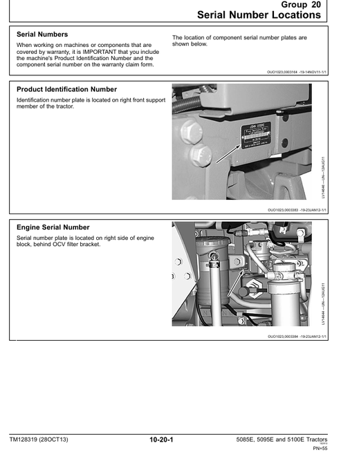 John Deere 5085E 5095E 5100E Technical Service Manual TM128319