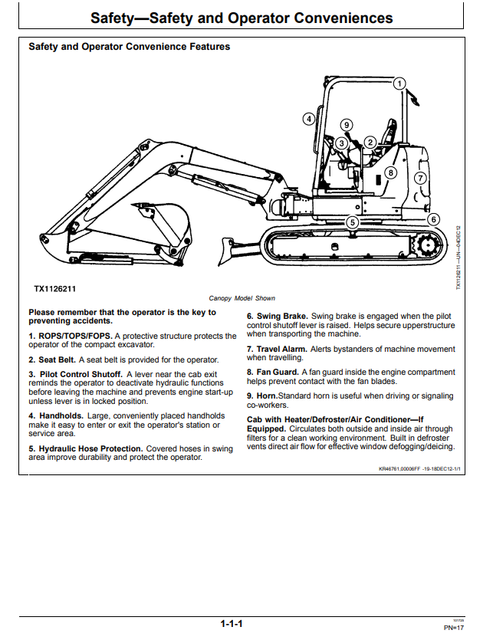 John Deere 50 P Compact Excavator Operation Manual PDF OMT489508X019