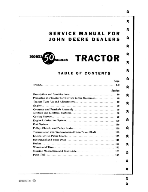 John Deere 50 Series Tractor Workshop Service Manual SM2010
