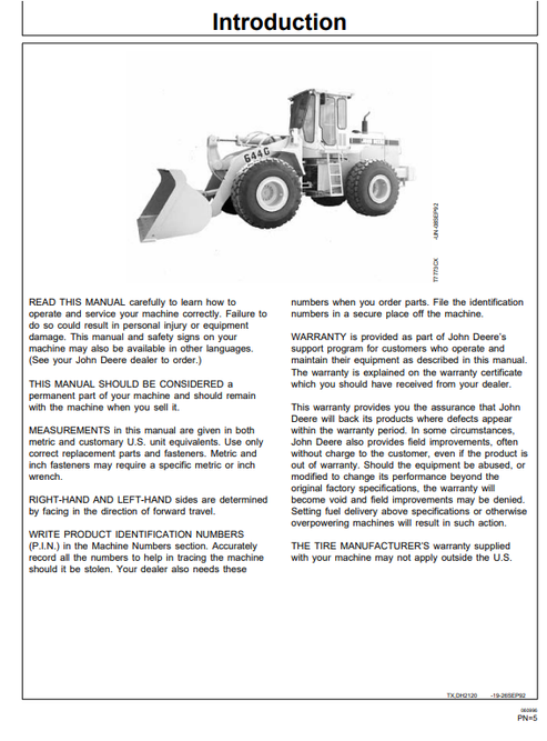 John Deere 544G 624G 644G Loader Operation Manual PDF OMT154907L4