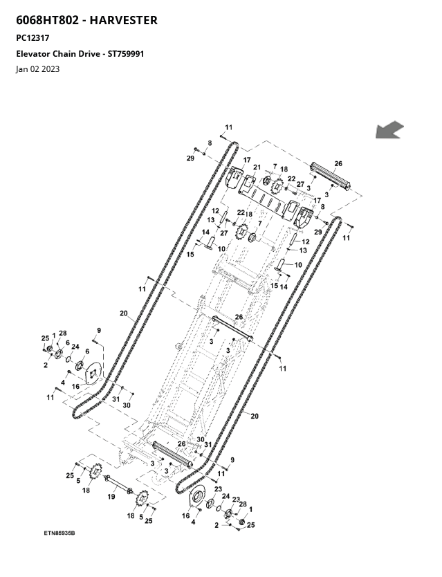 John Deere 6068HT802 Harvester Parts Catalogue Manual PC12317 PDF