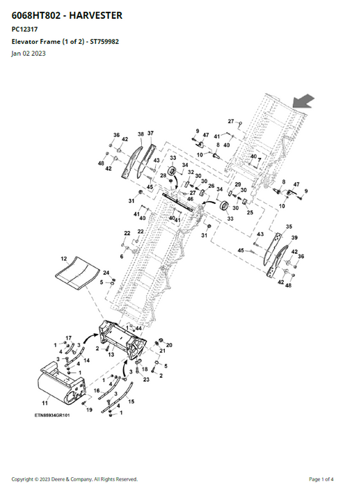 John Deere 6068HT802 Harvester Replacement Parts Manual
