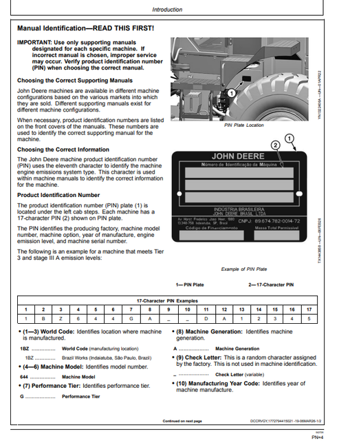 John Deere 644G 4WD Loader Operation Manual OMT533462X019