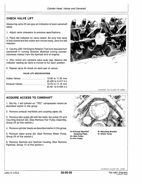 John Deere 700 Series Engine Repair & Maintenance Manual TM1261 PDF