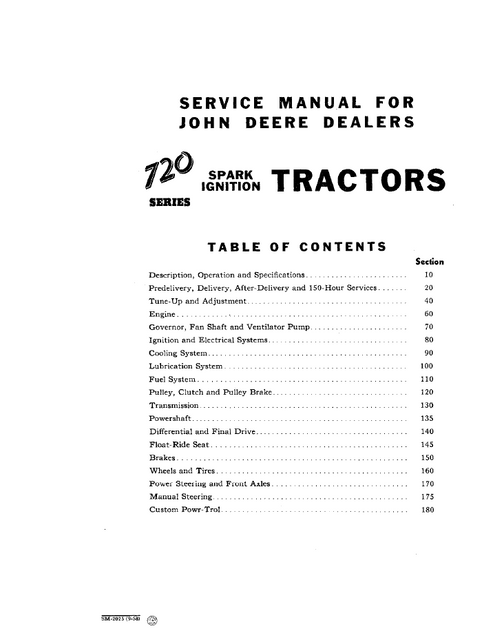 John Deere 720 Series Tractor Repair & Maintenance Manual SM2025