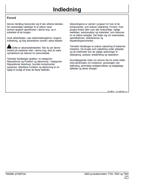 John Deere 7720 7820 7920 Tractor Workshop Technical Manual PDF