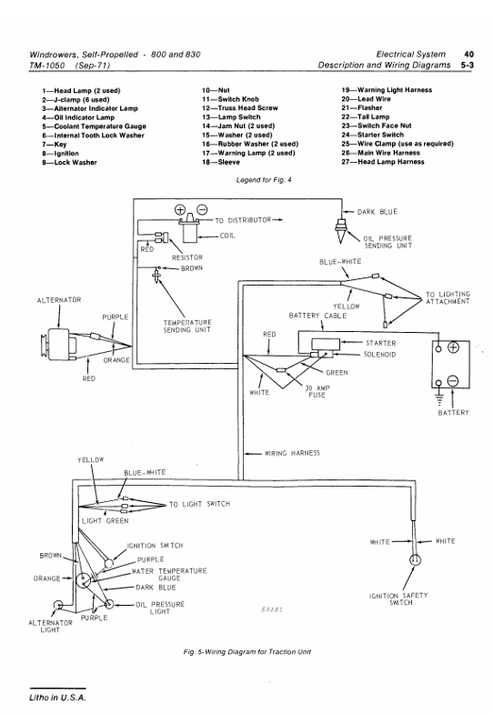 John Deere 800 & 830 Windrower Service & Repair Manual TM1050