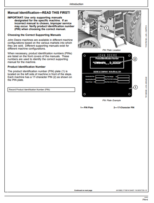 John Deere 844P 4WD Loader Operation Manual OMT473523X019