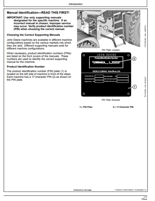 John Deere 844X 904X 4WD Loader Manual OMT500891X019