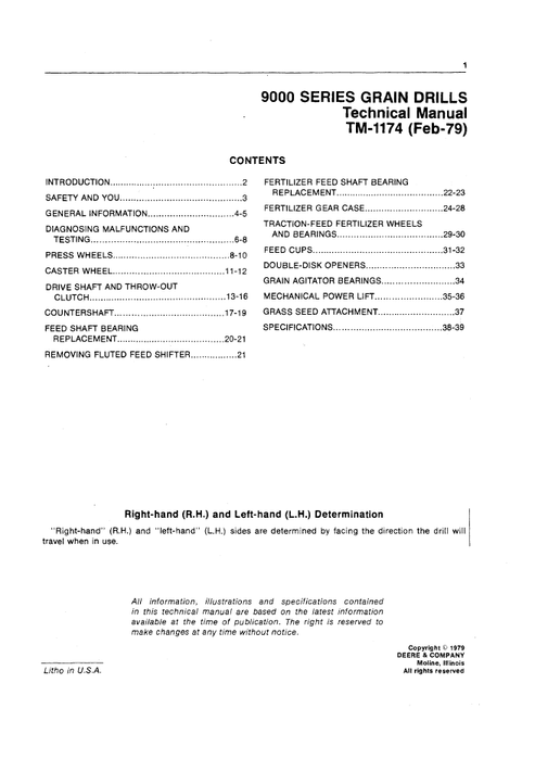 John Deere 9000 Grain Drill Service & Repair Technical Manual