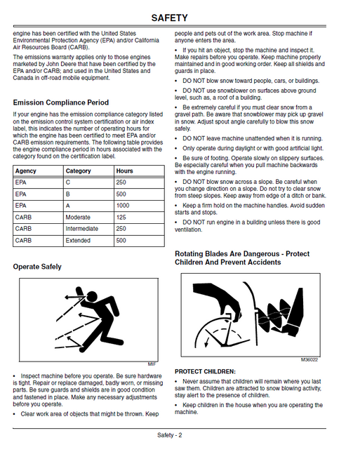 John Deere 924DE 1128DE 1128DDE 1332DDE Snowblower Operator Guide