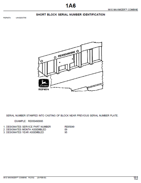 John Deere 9610 Maximizer Illustrated Parts Catalogue PC2702