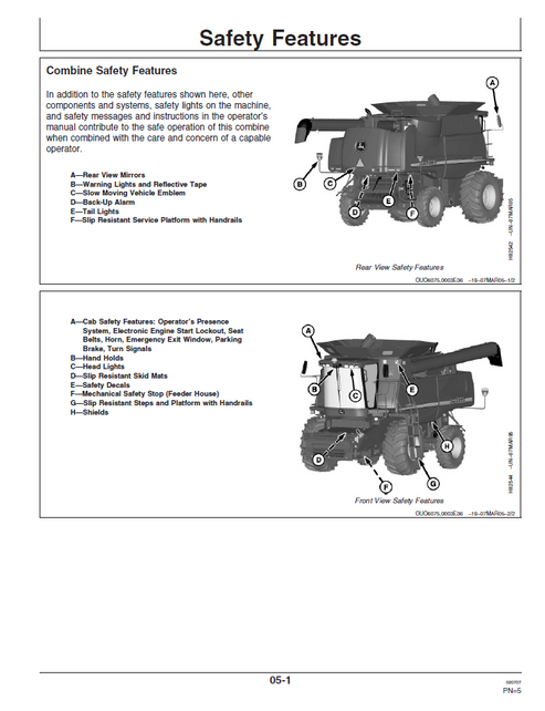 John Deere 9660 STS 9760 STS Combine Owner Operator Manual OMH226957