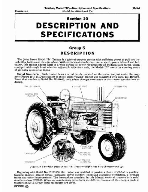 John Deere B Tractor Repair & Maintenance Manual SM2004