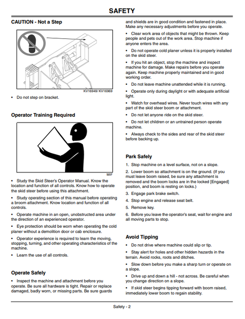 John Deere CP12 CP16 CP18 CP24 Cold Planer Operation Manual OMKV16792
