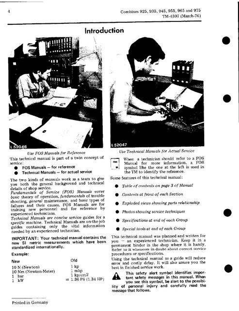 John Deere Combine 925 935 945 955 965 975 Technical Guide