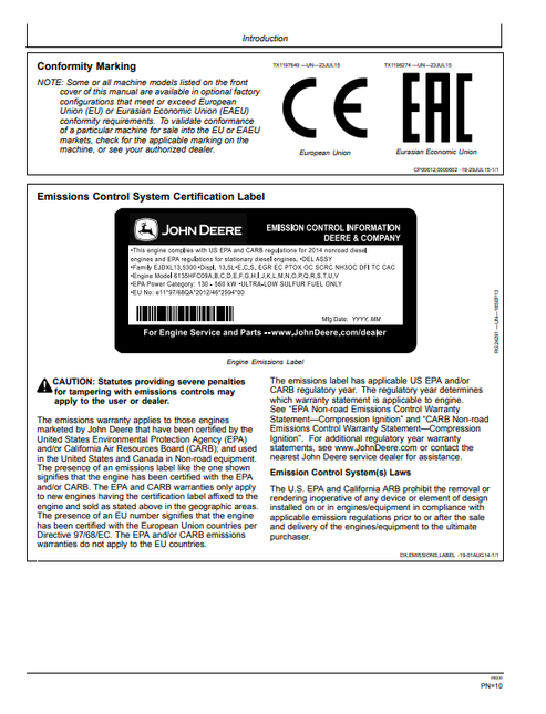 John Deere E210 E210LC Excavator Operating Manual PDF
