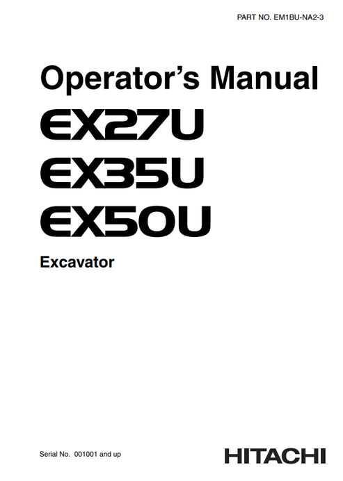 John Deere EX27U EX35U EX50U Hitachi Excavator Manual EM1BUNA23