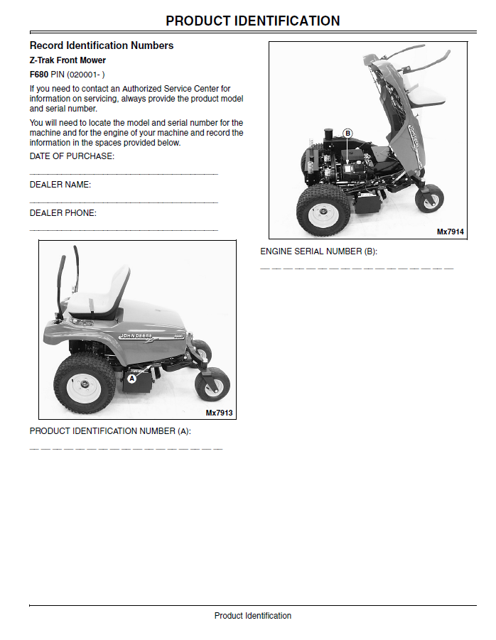 John Deere F680 Z-Trak Front Mower Operator Manual OMTCU14008 PDF