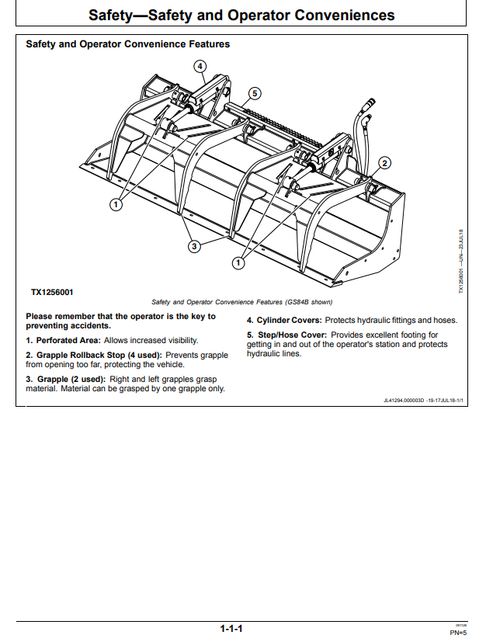 John Deere GS GR GB Grapple Bucket Operation Manual PDF